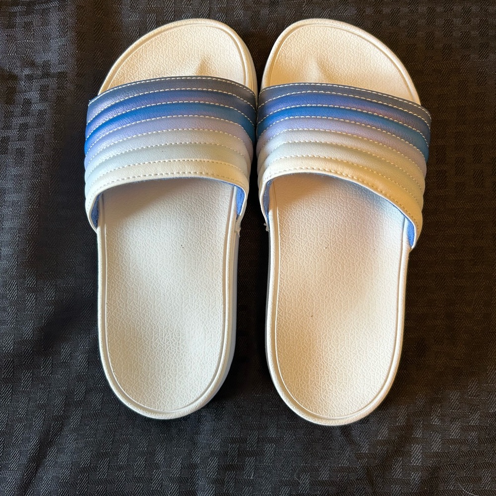 Roxy Blue Ombre Slides Size 7 Sandals with Chunky Platform